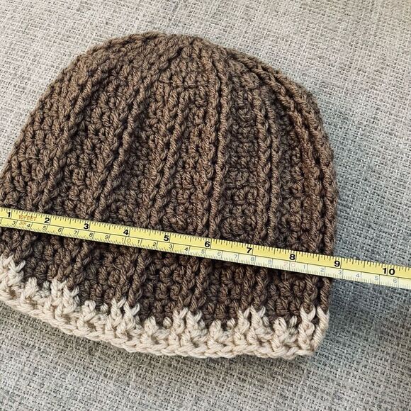Brown Knit Crochet Winter Beanie Hat - Picture 2 of 3